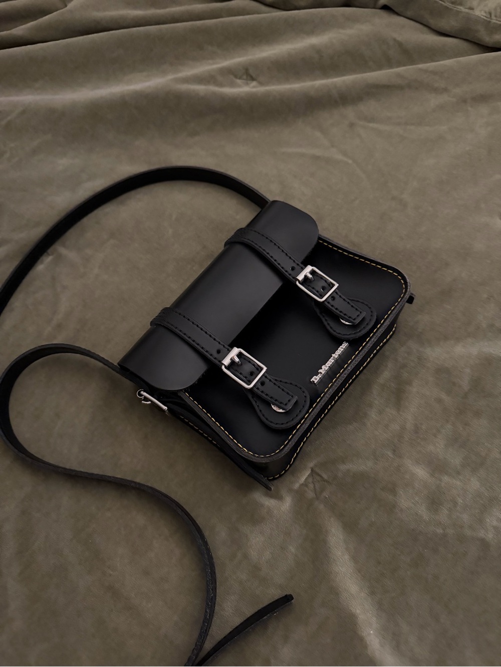 Dr. Martens Black Double-Buckle Crossbody Bag